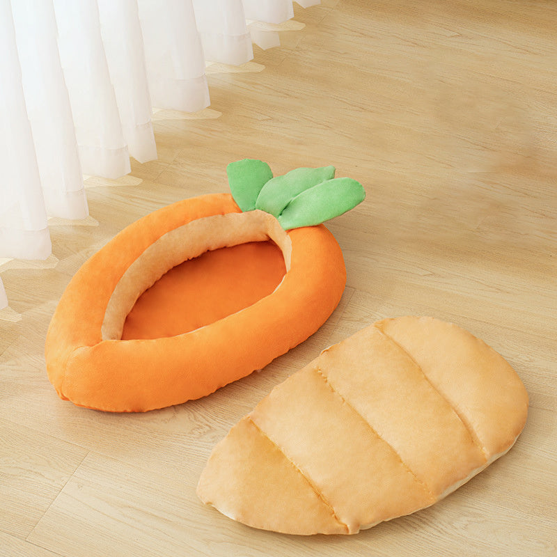 Carrot Dog Nesting Bed With Washable Soft And Breathable Blanket Small And Medium Pet Bed Puppy Cushion