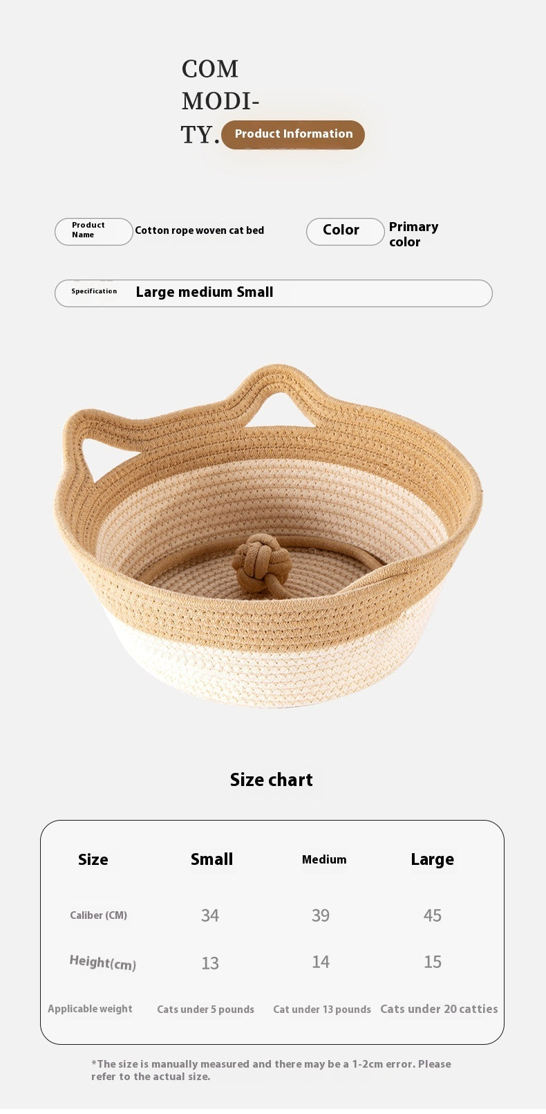Coarse Linen Rattan Cat Nest Four Seasons Universal Bed Woven Cat Sleeping Mat