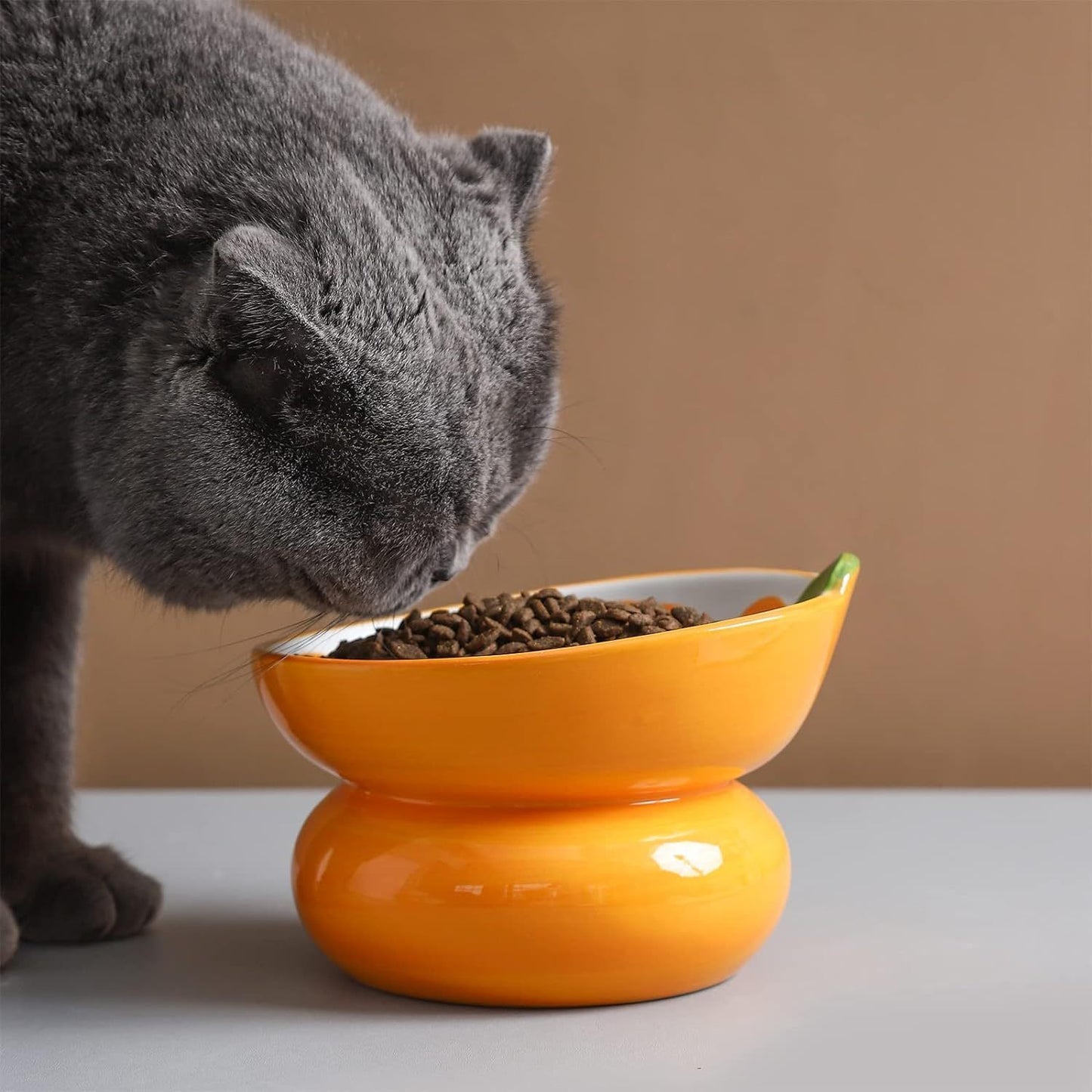 Ceramic Raised Cat Food Bowl - Pink Elevated Dish For Indoor Cats With Anti-Vomiting And Spinal Protection