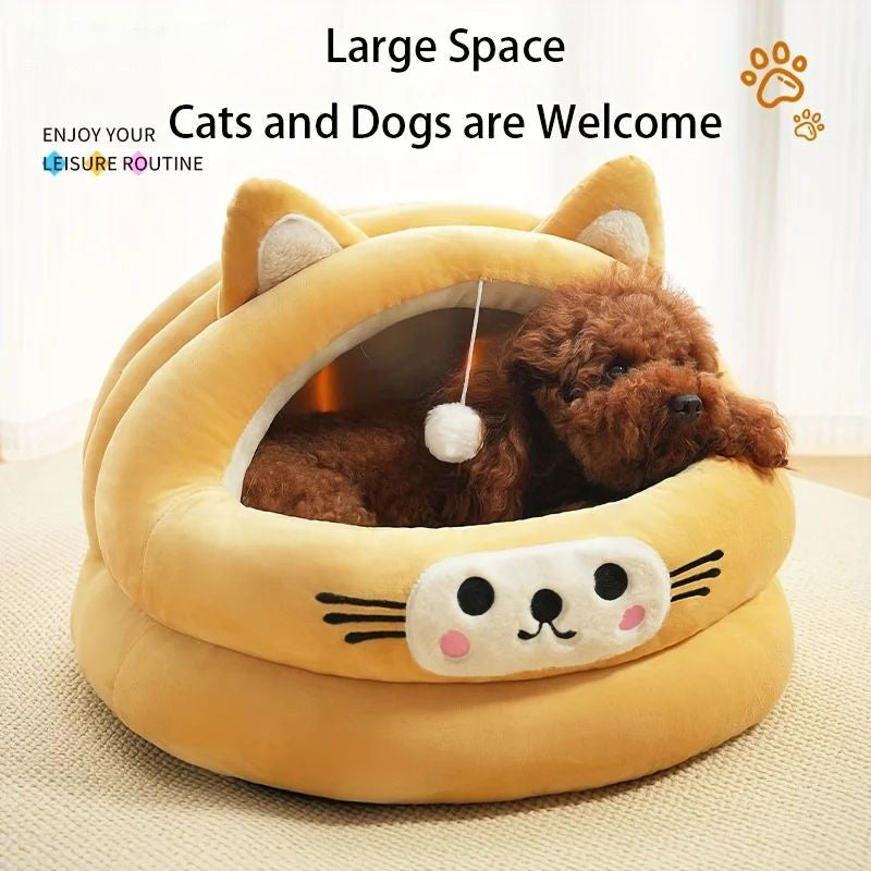 Cat Bed Semi-Enclosed Thickened Cat Ear Pet Nest Warm Pet Supplies For Autumn And Winter Universal Nest For All Seasons