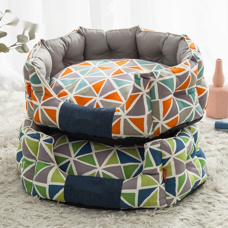 Round Kennel Dog Mattress Winter Warm Removable And Washable Cat Nest