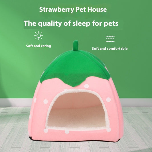 Plush Strawberry Pet Cat Nest