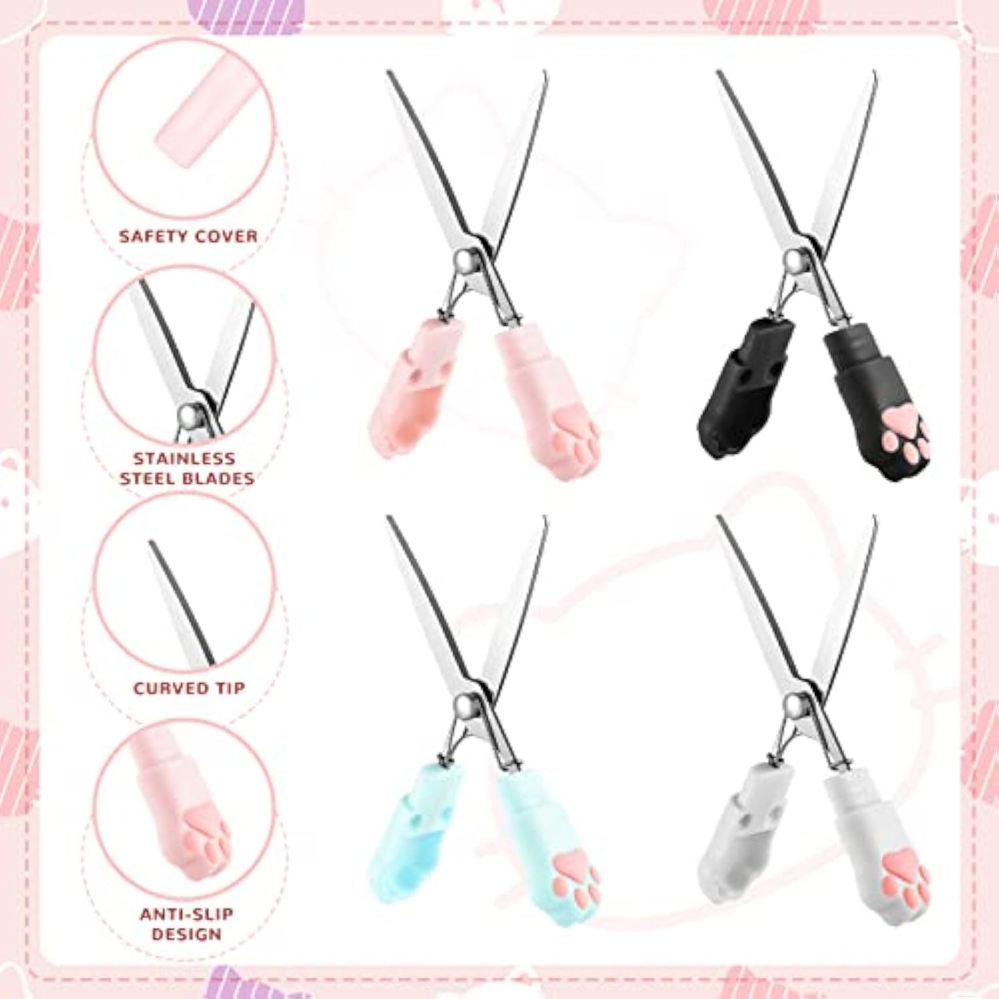Cat Paw Mini Scissors Stainless Steel Craft Scissors Small Folding Safety Scissors Portable Cartoon Cute Mini