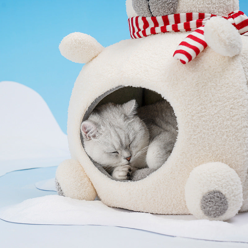 Closed Winter Warm Four Seasons Universal Internet Celebrity Snow Bear Cat Nest Pet Supplies