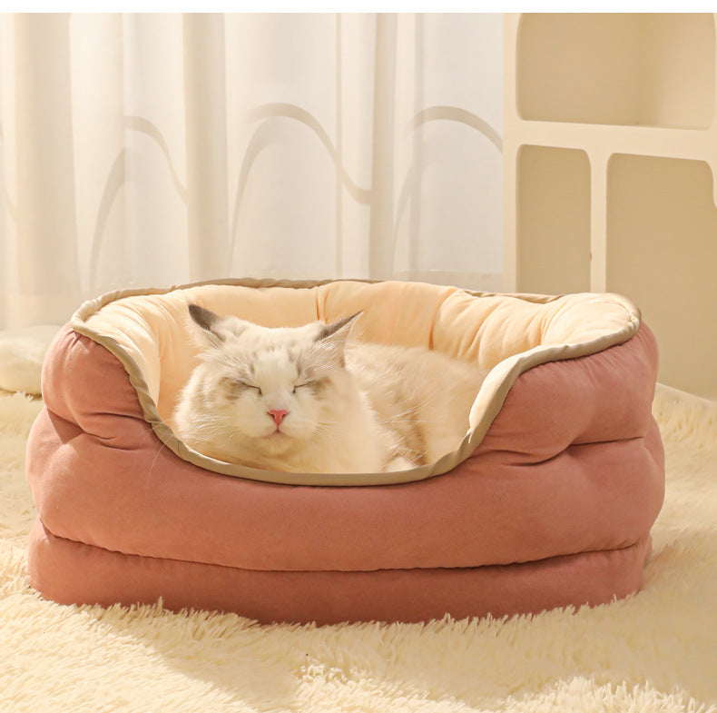 Pet Dog Sofa Bed Provides Warmth For Small Dogs Cat And Dog Mattress Pet Kennel Thickened Washable Plush Pet Supplies