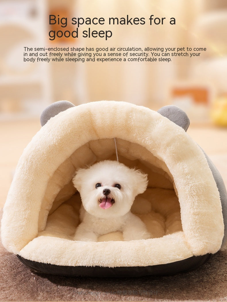 Round Ears Warm Slippers Nest Plush Warm Soft Comfortable Pet Dog WOWO Pad