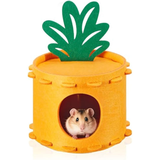 Felt Hamster Houses And Hideouts, Cute Carrot Shape Syrian Hamster Hut, Gerbil House Easy Clean, Thick Felt And Sturdy Dwarf Hamster Hideaway, Hamster Cage Decor For Gerbil Mice Sleeping Hiding