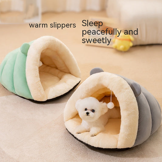 Round Ears Warm Slippers Nest Plush Warm Soft Comfortable Pet Dog WOWO Pad