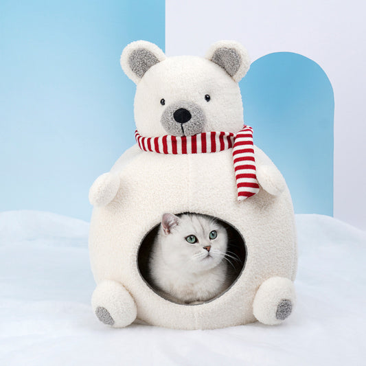 Closed Winter Warm Four Seasons Universal Internet Celebrity Snow Bear Cat Nest Pet Supplies