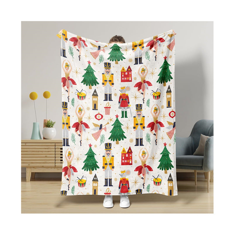Nutcracker Pattern Blanket Boy Girl Christmas Gift Four Seasons Universal Suitable For Bed Sofa Decoration
