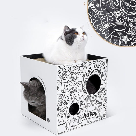 Simple Vertical Cat Villa Double-layer Corrugated Paper