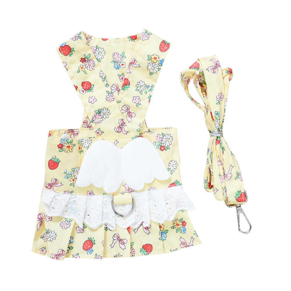 Dog Clothes Harness Dress Leash Set Cute Puppy Dresses With Angel Wings Fashion Outfit Clothing Chihuahua Clothes Pet Harness