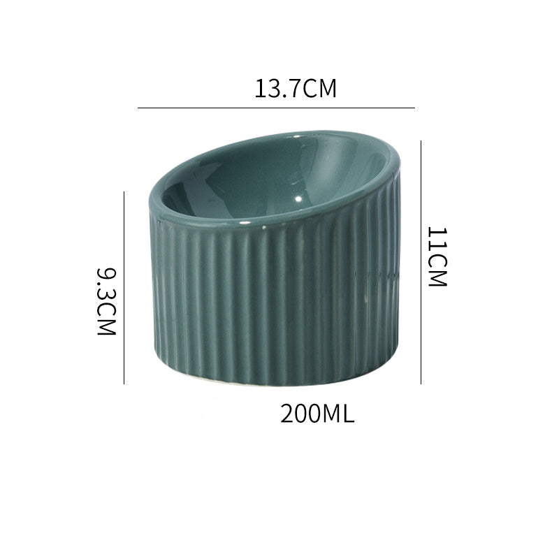 Elevated Cat Bowls Raised Cat Bowl For Indoor Cats Tilted Ceramic Elevated Food Or Water Bowls Anti Vomit Whisker Friendly Bowls Round Shape