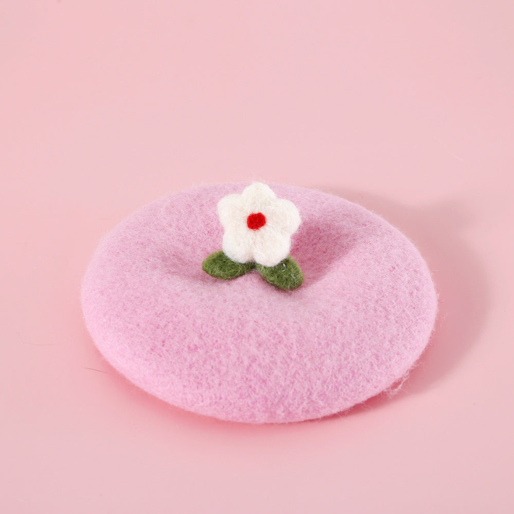 Pet Cat Dog Wool Felt Flower Hat