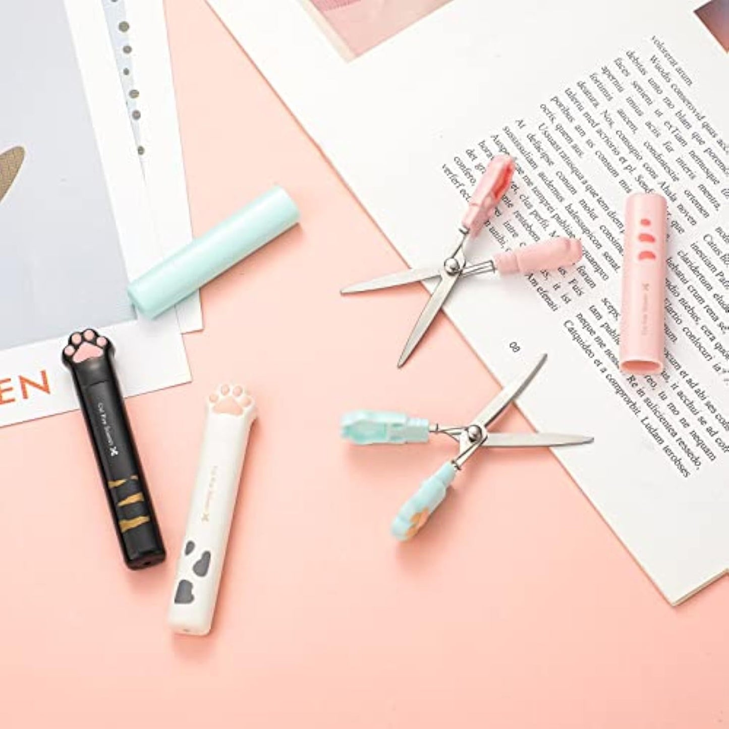 Cat Paw Mini Scissors Stainless Steel Craft Scissors Small Folding Safety Scissors Portable Cartoon Cute Mini