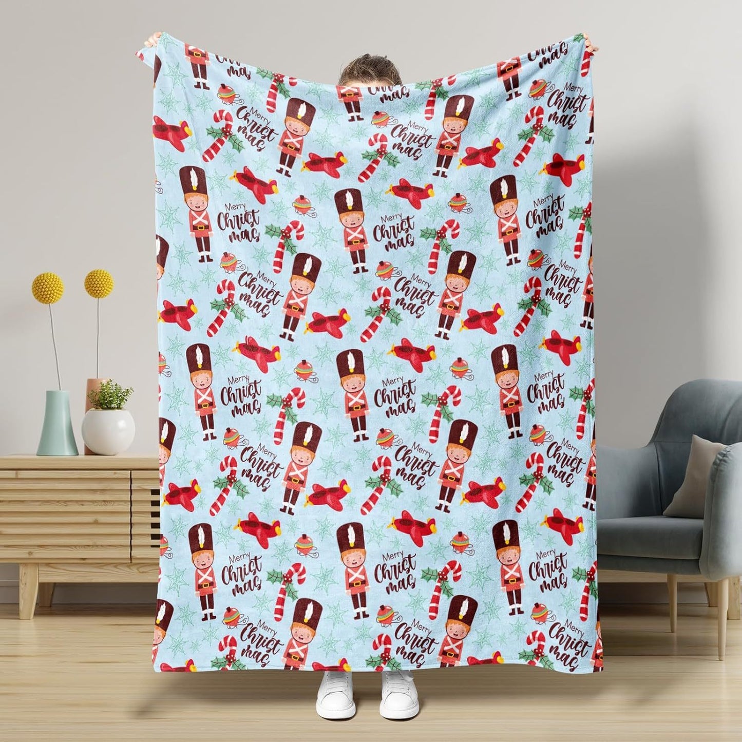 Nutcracker Pattern Blanket Boy Girl Christmas Gift Four Seasons Universal Suitable For Bed Sofa Decoration