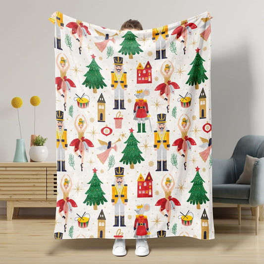 Nutcracker Pattern Blanket Boy Girl Christmas Gift Four Seasons Universal Suitable For Bed Sofa Decoration