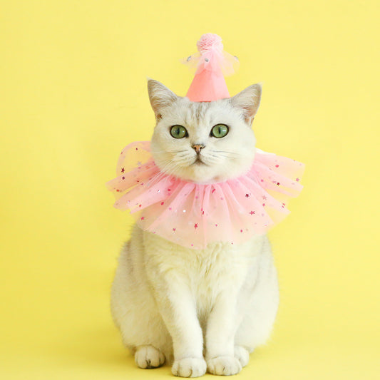 Pet Sequin Lace Bib Rhinestone Gauze Skirt Felt Hat