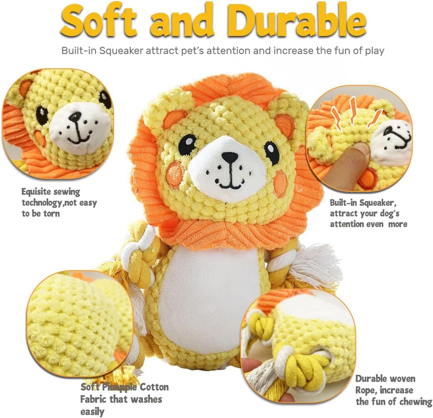 Stuffed Squeaky Dog Toys Plush Toys Assortment Value Bundle Puppy Pet Squeak Toy For Medium Large Dogs