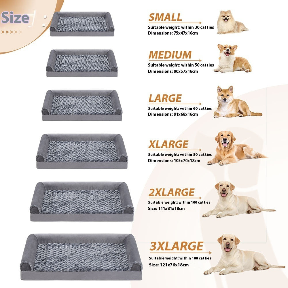 Removable And Washable U-shaped Pet Sofa Embossed Velvet Kennel Sponge