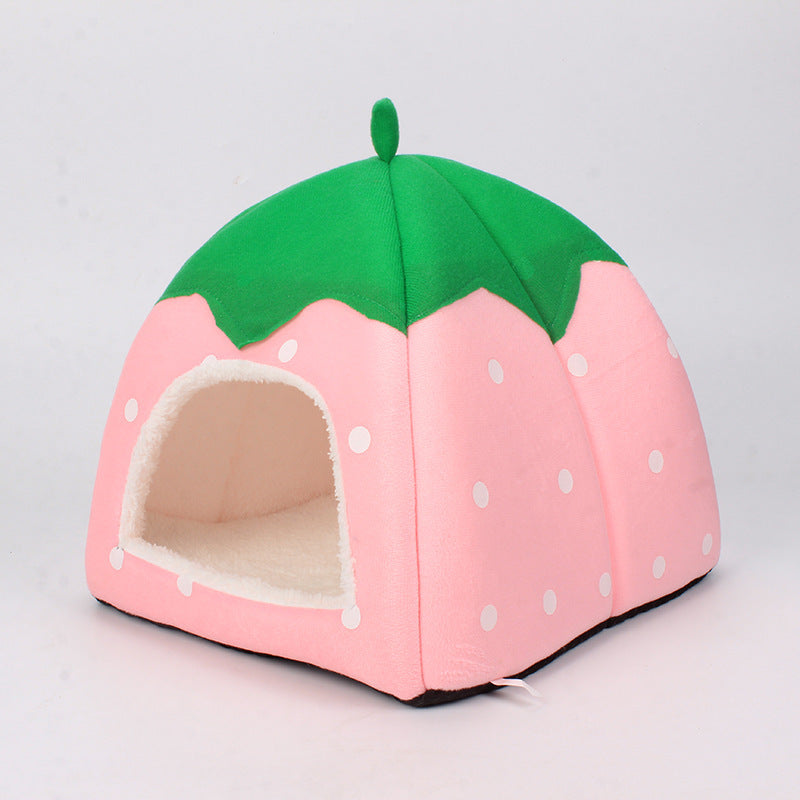 Plush Strawberry Pet Cat Nest
