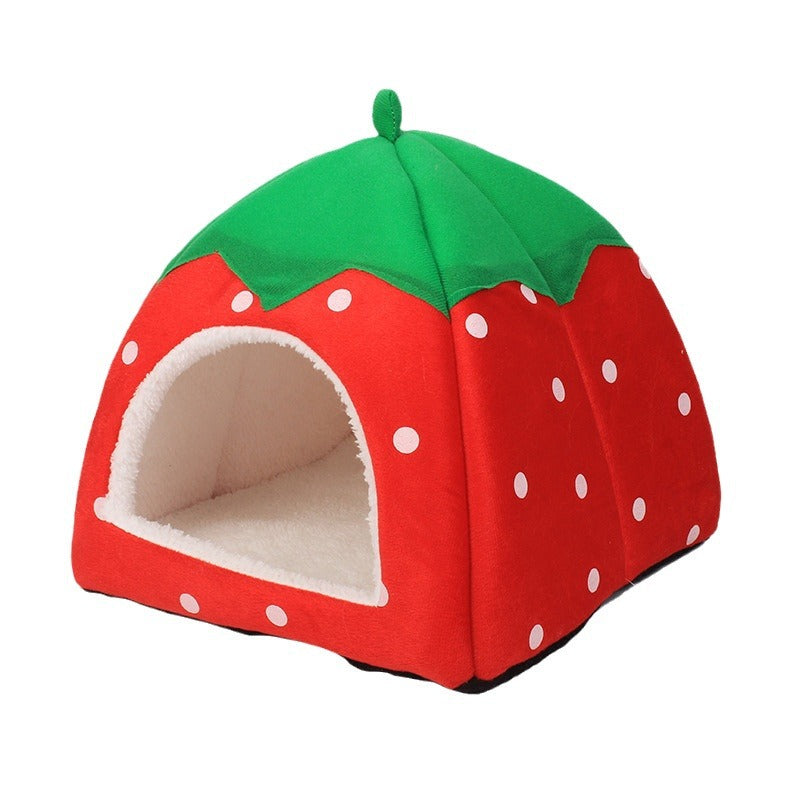 Plush Strawberry Pet Cat Nest