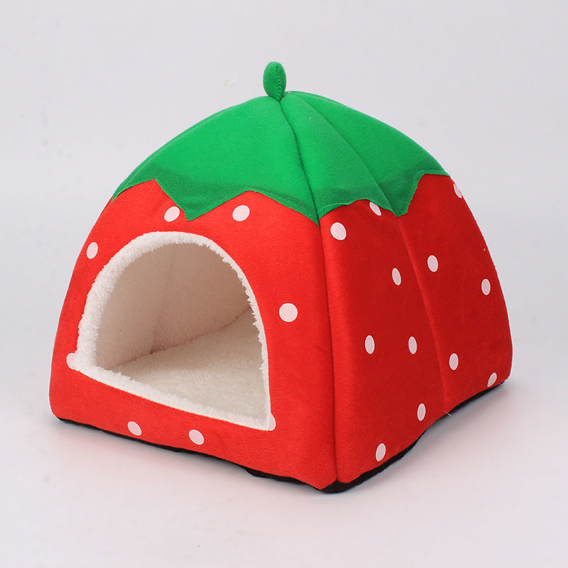 Plush Strawberry Pet Cat Nest