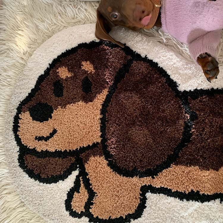 Sausage Dog Long Thickened Flocking Carpet Living Room Bedroom Bedside
