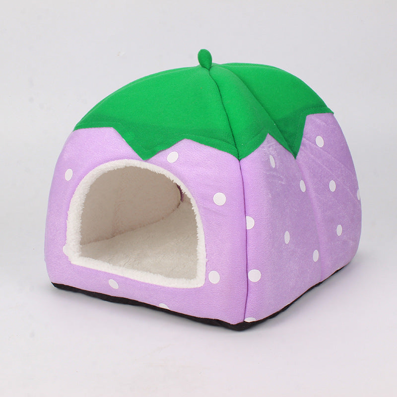 Plush Strawberry Pet Cat Nest