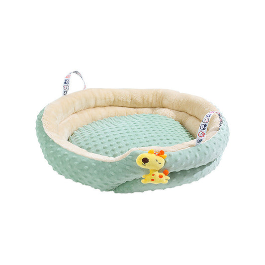 Cat Dog Kennel Doudou Velvet Small Doll Portable Round Nest Dog Cushion Pet Bed Winter Warm Kennel