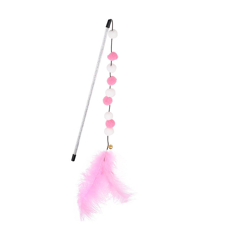 Funny Kitten Cat Teaser Interactive Toy Rod With Bell And Feather Toys For Cats Teaser Interactive Toy Rod Pet Cats Toys Stick