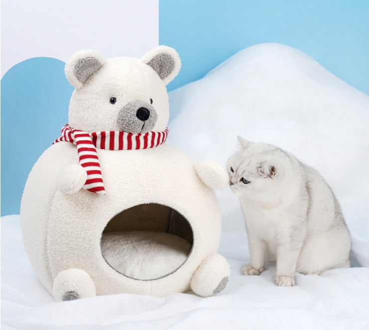 Closed Winter Warm Four Seasons Universal Internet Celebrity Snow Bear Cat Nest Pet Supplies