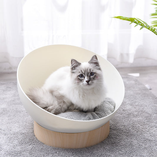 Creative Plastic Wood Grain Base Open Cat Nest