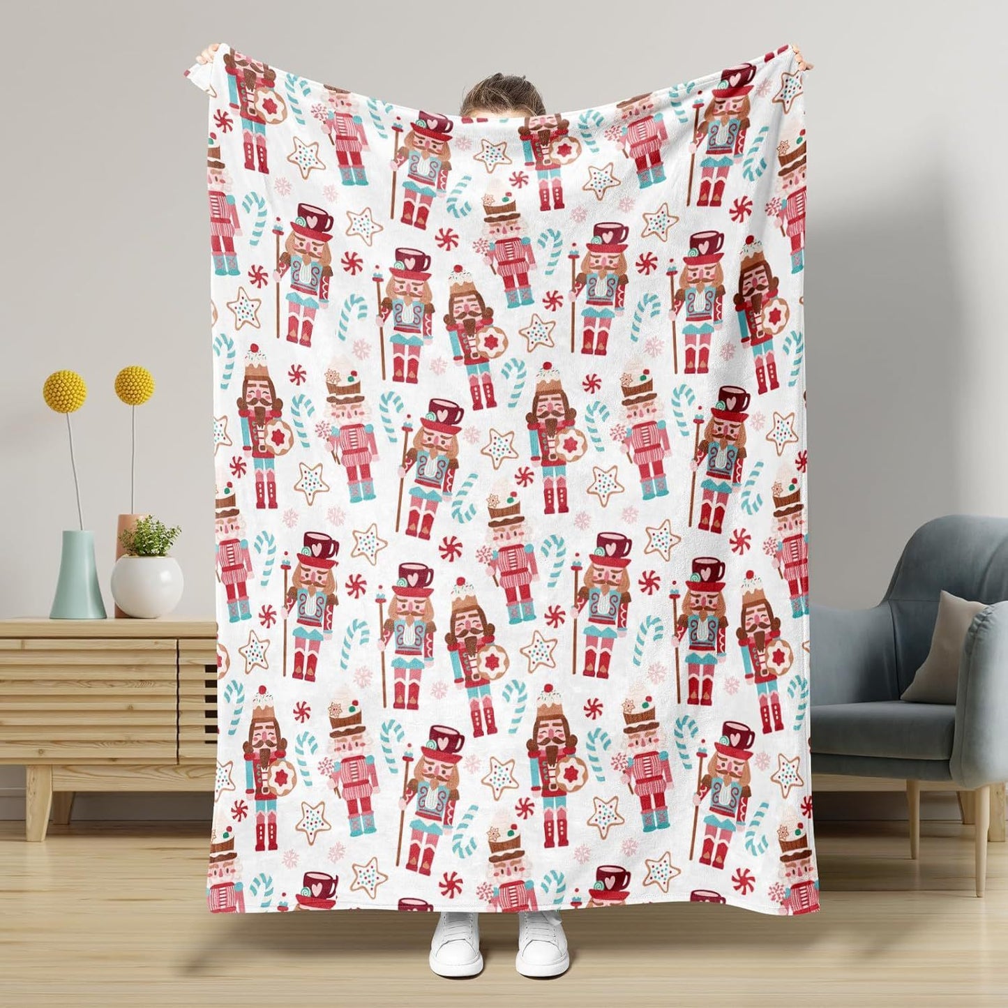 Nutcracker Pattern Blanket Boy Girl Christmas Gift Four Seasons Universal Suitable For Bed Sofa Decoration