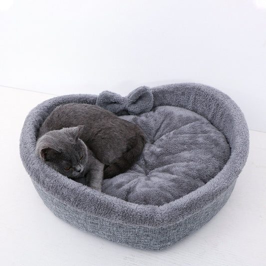 Summer Kennel For Cat Dog Bed Pet Nest Small And Medium Nest Heart-shaped Mat Stuffed Kennel Universal For All Four Seasons