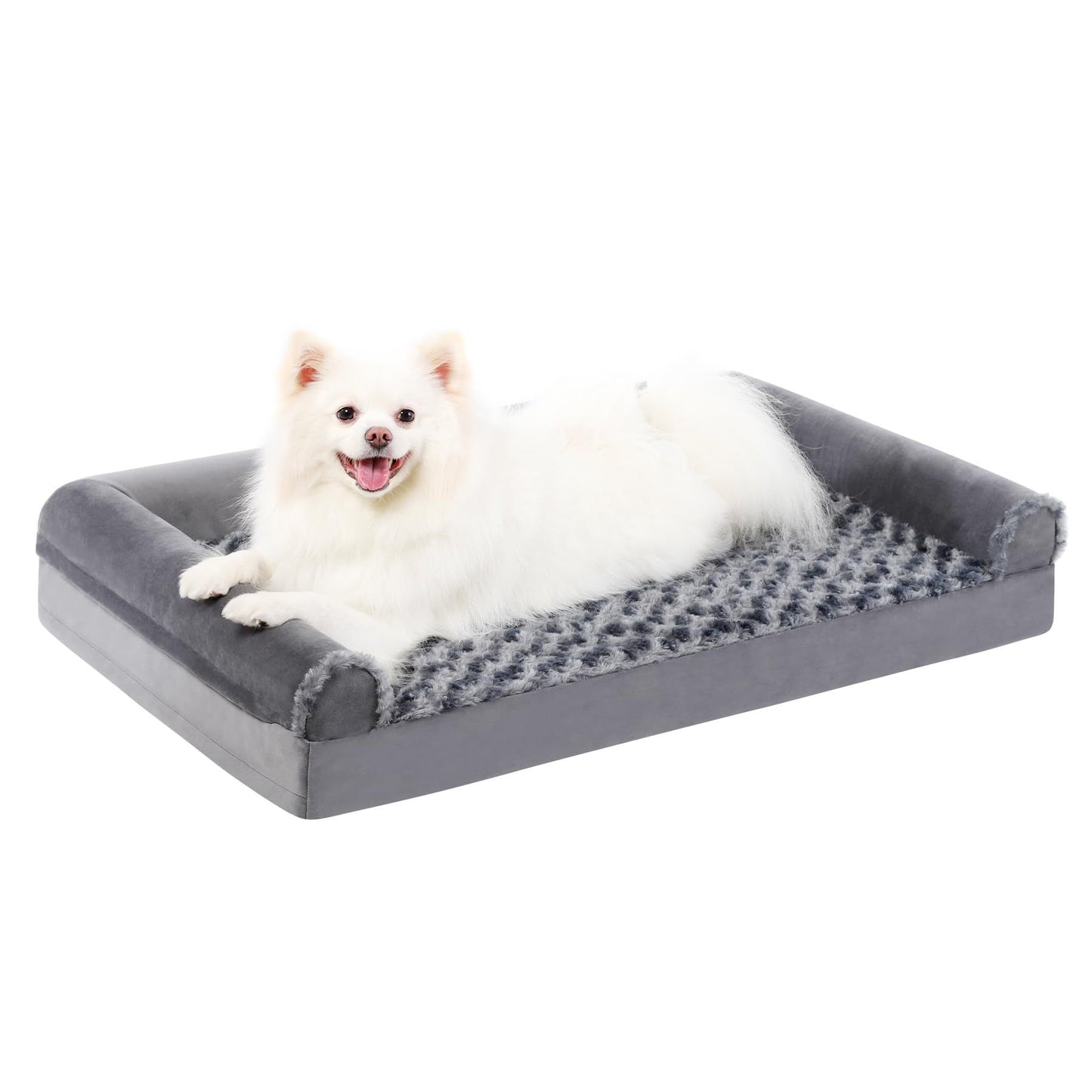 Removable And Washable U-shaped Pet Sofa Embossed Velvet Kennel Sponge