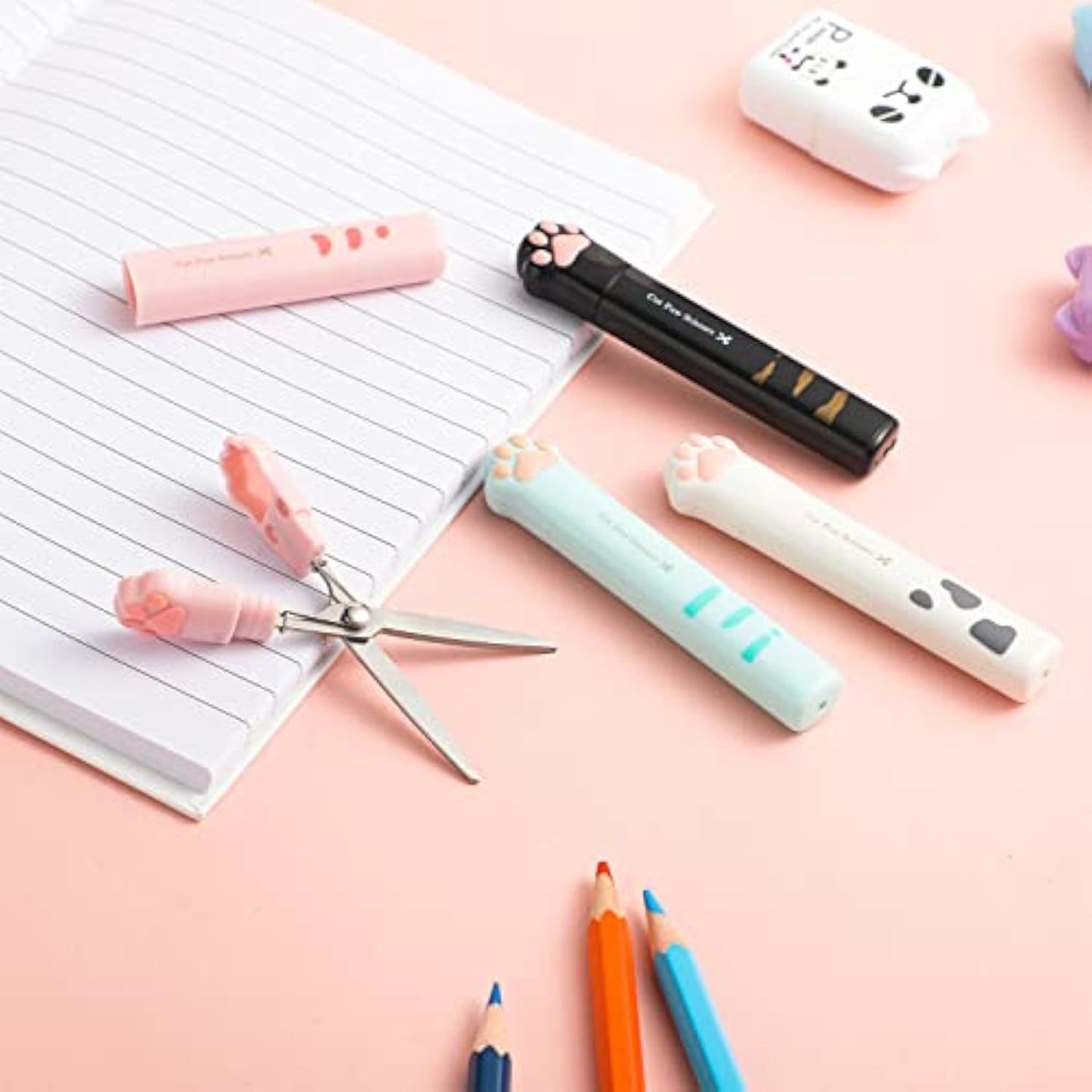 Cat Paw Mini Scissors Stainless Steel Craft Scissors Small Folding Safety Scissors Portable Cartoon Cute Mini