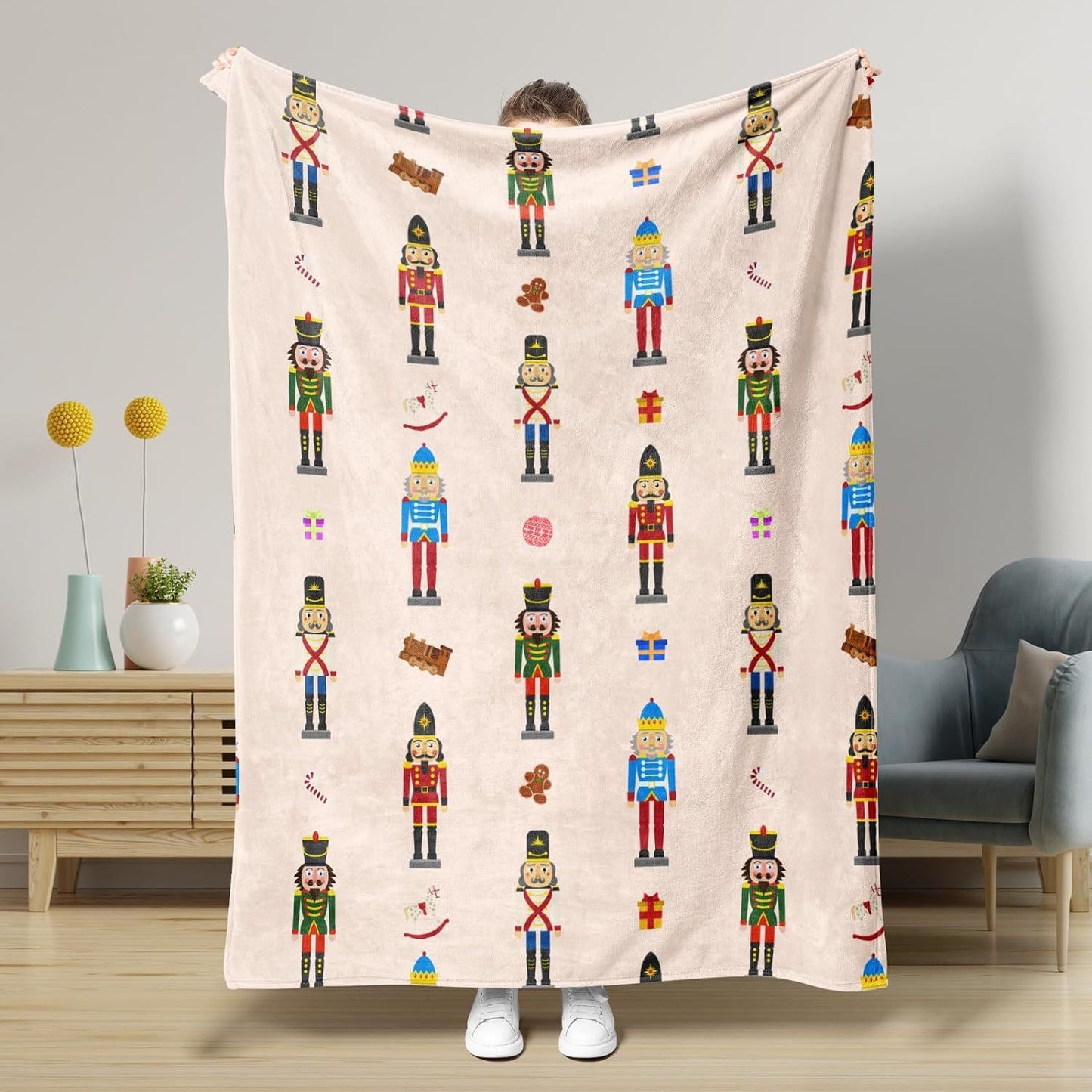 Nutcracker Pattern Blanket Boy Girl Christmas Gift Four Seasons Universal Suitable For Bed Sofa Decoration