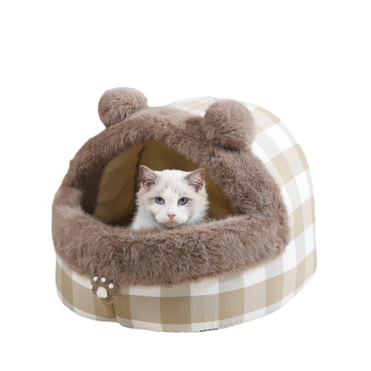 Universal Semi-closed Cat Nest For All Four Seasons, Internet Celebrity Cat Nest Thick Kennel, Warm Winter Pet Nest