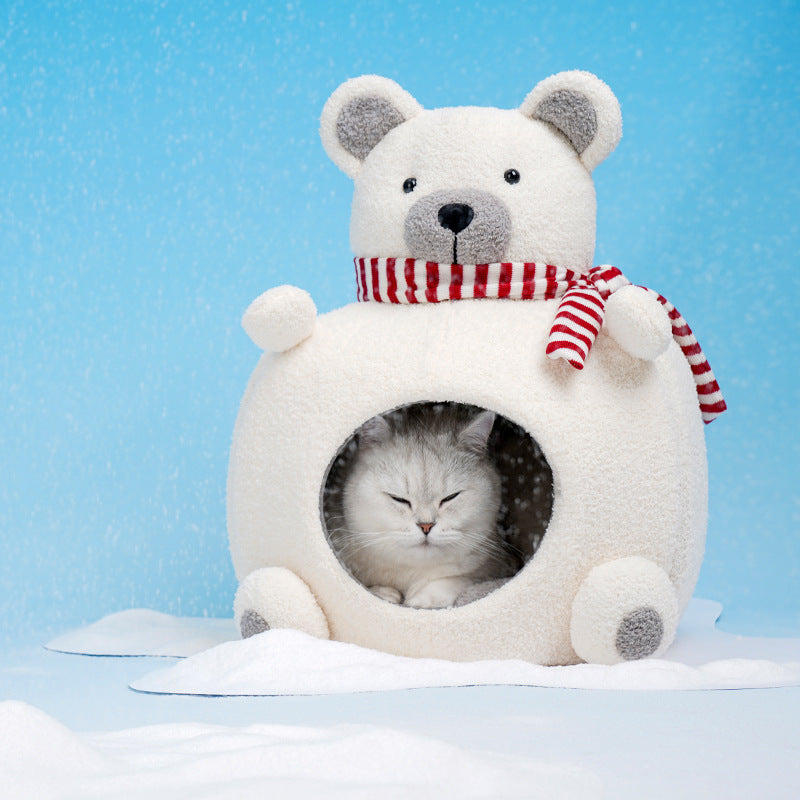 Closed Winter Warm Four Seasons Universal Internet Celebrity Snow Bear Cat Nest Pet Supplies