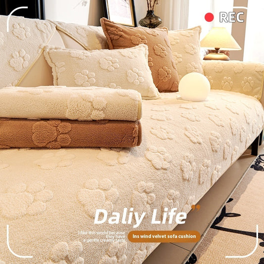 Thickened Fleece Cream Style Simple Non-slip Sofa Cushion