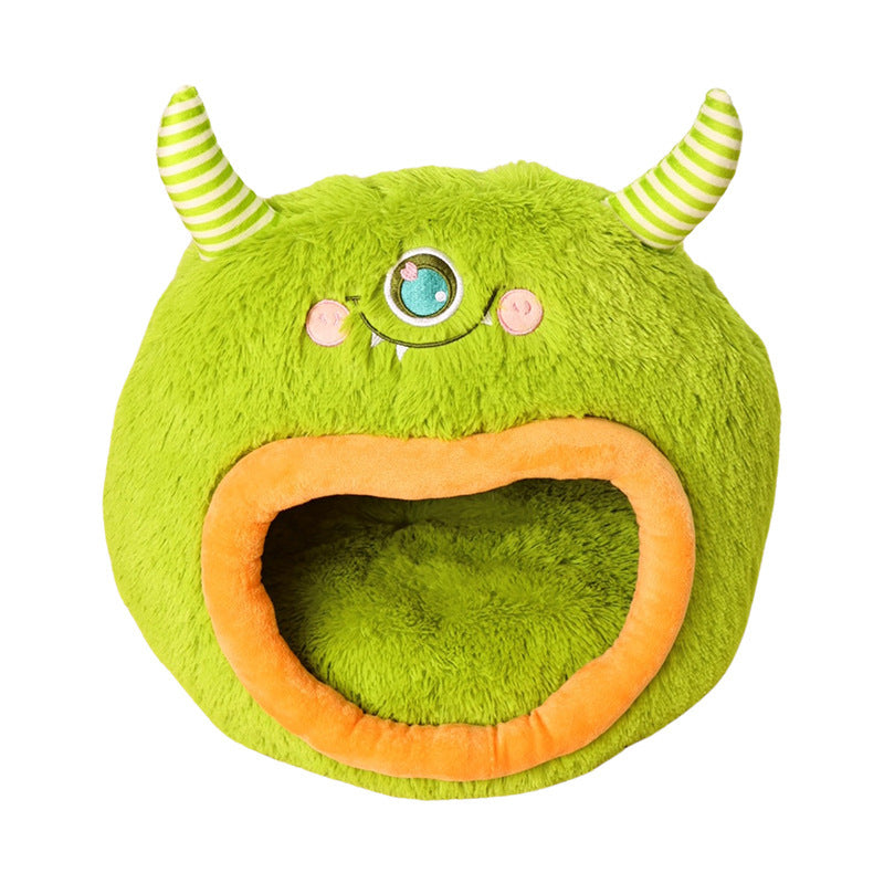 Fully Enclosed Safe And Cozy Cartoon Monster Pet Bed For Dogs And Cats Four Seasons Universal Soft And Warm For Winter Cat House