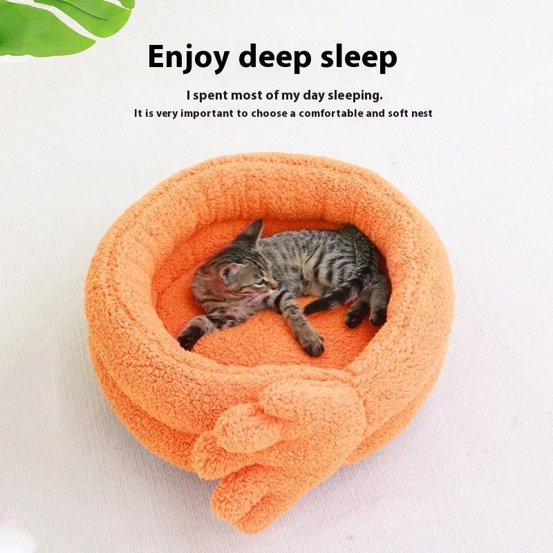 Pet Kennel Autumn And Winter Warm Thickened Cat Stepping On Milk Kennel Dog Plush Mattress Kitten Sleeping Kennel Pet Suppli