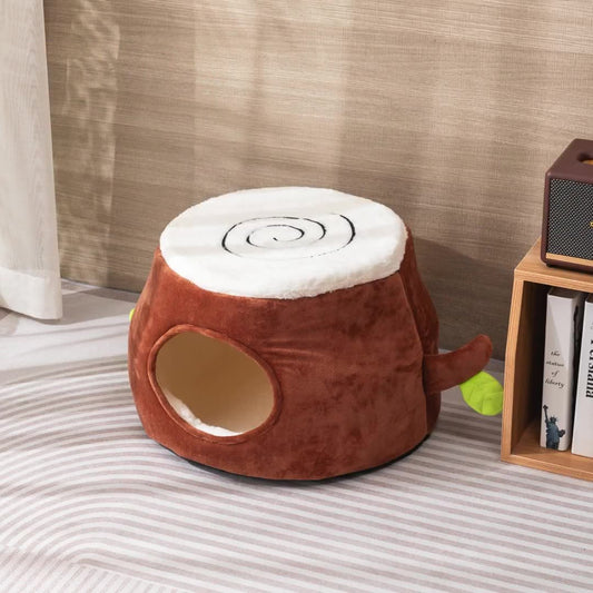 Four Season Universal Relief Pet Cat Nest, Transformable And Dual-use Double-layer Tree Stump Cat Nest Door And Double