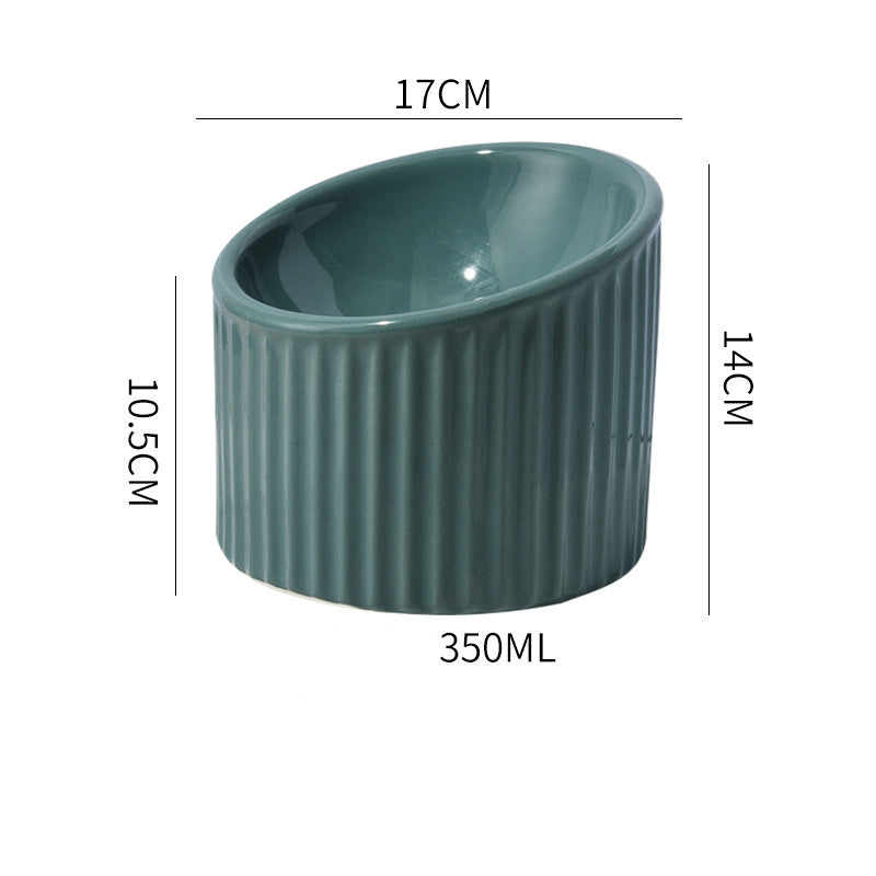Elevated Cat Bowls Raised Cat Bowl For Indoor Cats Tilted Ceramic Elevated Food Or Water Bowls Anti Vomit Whisker Friendly Bowls Round Shape