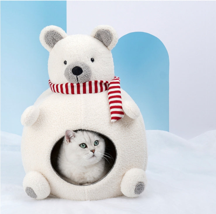 Closed Winter Warm Four Seasons Universal Internet Celebrity Snow Bear Cat Nest Pet Supplies