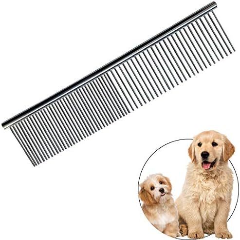 Dog Combs With Rounded Ends Stainless Steel Teeth Cat Comb For Removing Tangles And Knots Professional Grooming Tool For Long And Short Haired Dog Cat And Other Pets