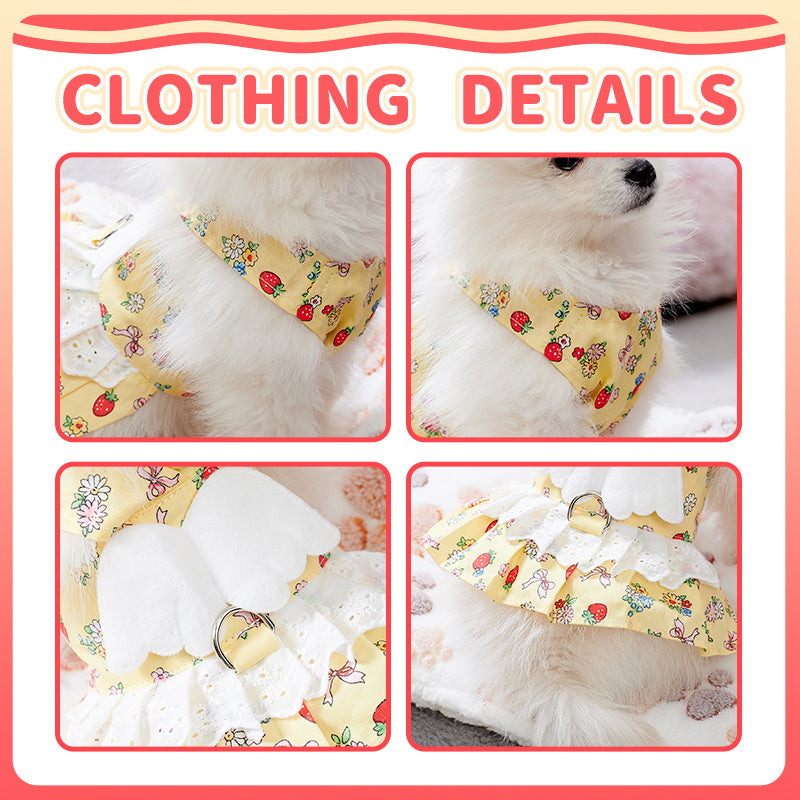 Dog Clothes Harness Dress Leash Set Cute Puppy Dresses With Angel Wings Fashion Outfit Clothing Chihuahua Clothes Pet Harness
