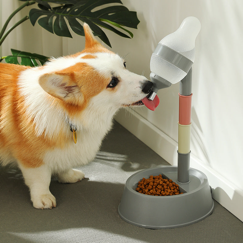 Pet Drinker Dog Bowl Feeding Cat Bowl Standing Dog Kettle Knotty High Lick Ball Drinker