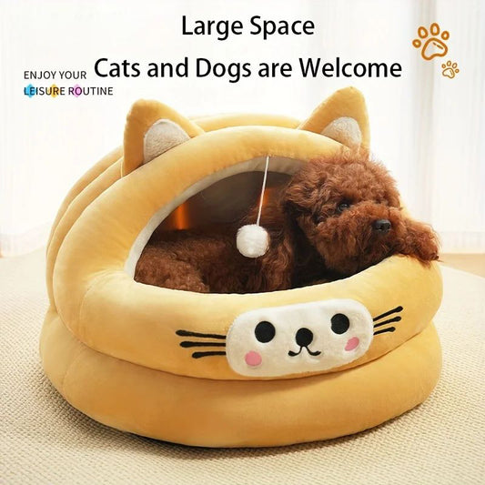 Cat Bed Semi-Enclosed Thickened Cat Ear Pet Nest Warm Pet Supplies For Autumn And Winter Universal Nest For All Seasons